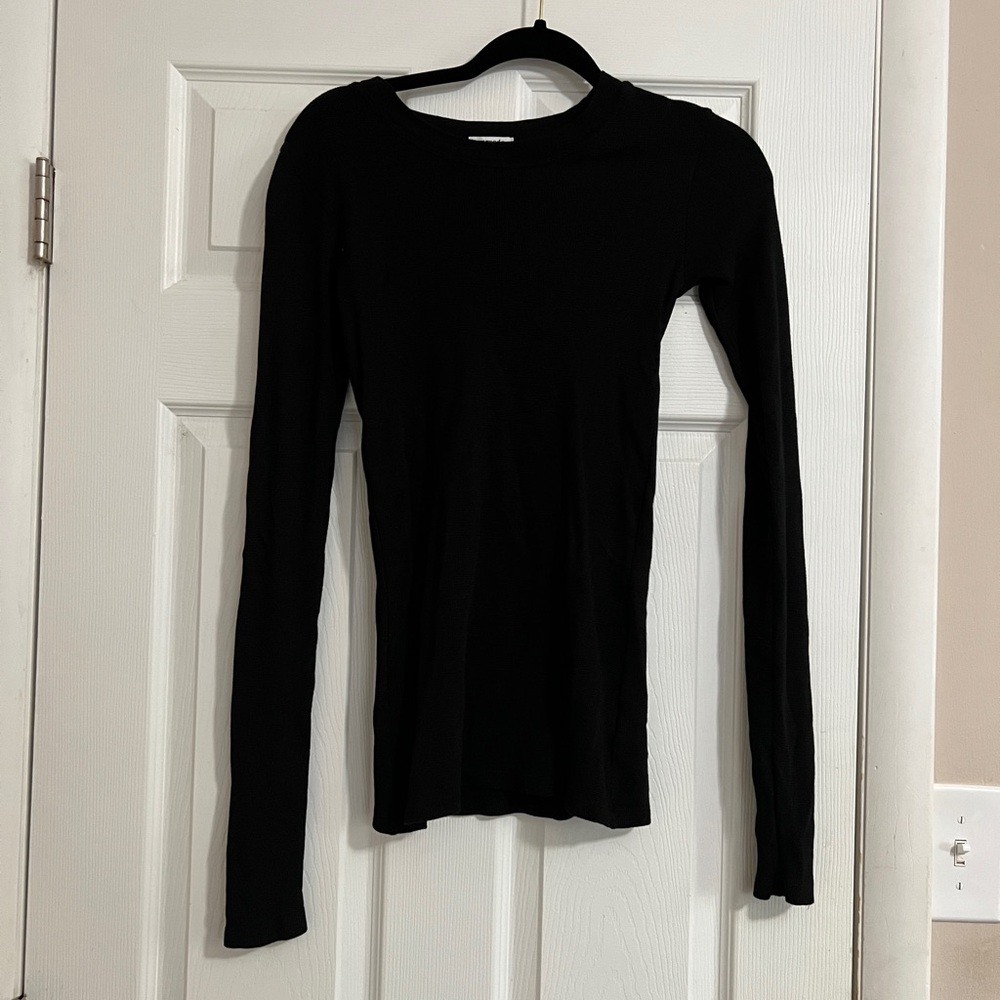 LA made Long Sleeve Thermal Tee in Jet Black